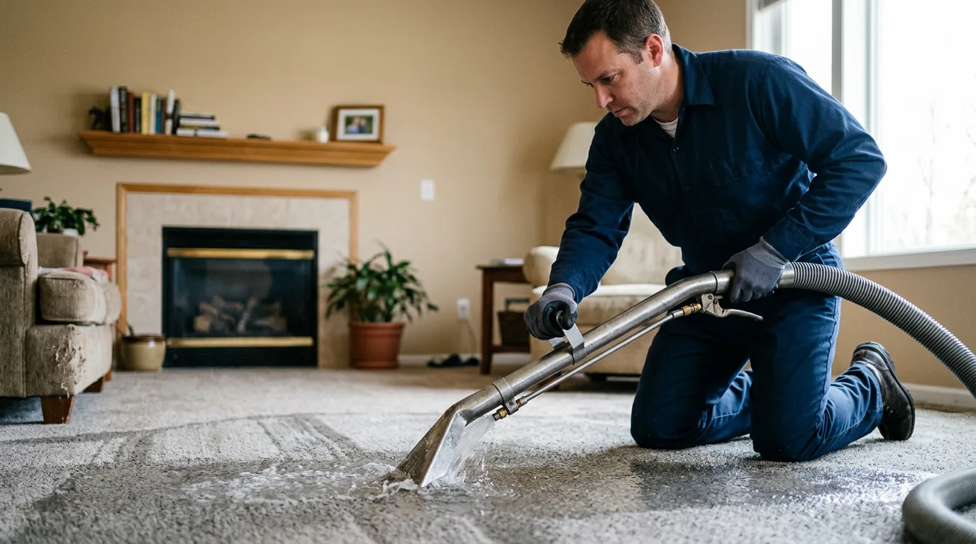 Water damage restoration technician working near Monroe, MI